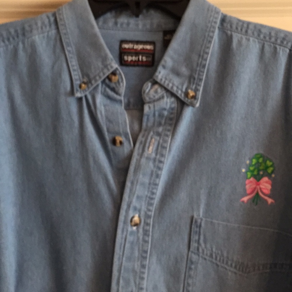 Shamrock decorated denim shirt